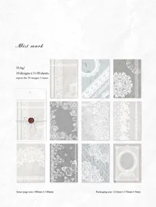 Flachlage von Vintage-Spitzenpapier für Scrapbooking, 30 Blatt in 10 Designs