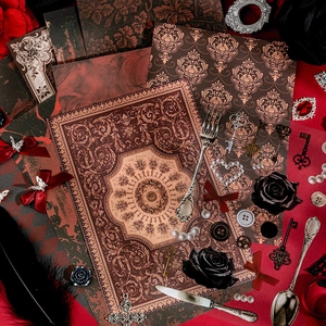 Vintage gotisch decoratief papierset met barokke en damastpatronen voor DIY-knutselprojecten