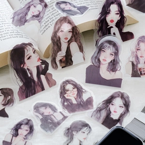 Heartbeat Paradise Series Matte PET Stickers Vintage Girl Character Illustration For Journal Decoration Scrapbooking DIY Decor