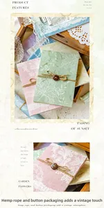 Detail von Vintage Dekopapier mit Hanfseil und Holzknöpfen für Scrapbooking-Bastelarbeiten