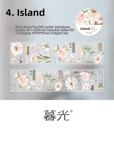 Detailed macro of vintage flower matte PET tape with special oil and white ink process