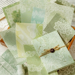 Vintage-Deko-Papier-Set in Grün mit Spitzenmustern für Scrapbooking und DIY-Handwerk
