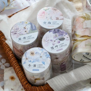 Floral PET decorative tape set with four nature-inspired series for DIY scrapbooking