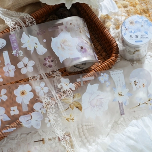 Twilight PET tape forest florist series with vintage white and purple floral patterns