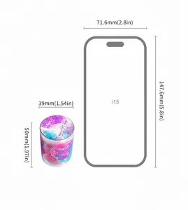 Detailed dimension guide for starry PET tape roll showing 39mm diameter and 50mm height