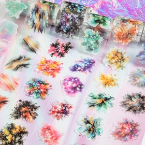 Watercolor Galaxy PET Decorative Tape Starry Sky Die-cut Journaling Stickers For DIY Scrapbooking Hand Account Decoration Stationery