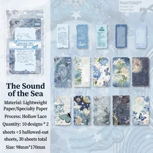 Papier de scrapbooking bleu vintage avec motifs en dentelle de la série Poésie de Rêve
