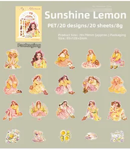 Anteprima dettagliata di 20 adesivi PET ragazza limone per scrapbooking e decori