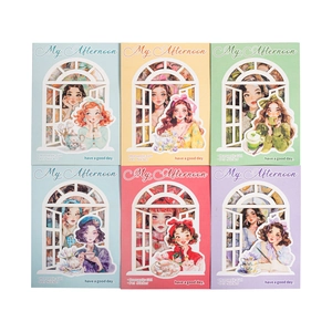 Set di 6 adesivi in PET serie My Afternoon con illustrazioni romantiche di tea party