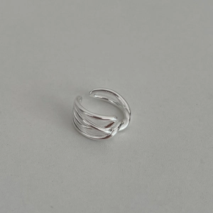 925 Sterling Silver Minimalist Intertwined Cross Lines Open Ring For Women High Polish Adjustable Geometric Finger Jewelry