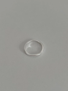 Polished S925 sterling silver minimalist ring with smooth surface on a textured background