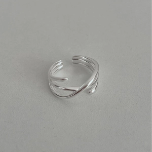 Bague Ouverte Entrelacée à Plusieurs Couches en Argent Sterling 925 Minimaliste Géométrique Réglable Rétro Hip Hop Bijoux pour Femmes