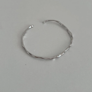 925 Sterling Silver Irregular Wave Open Bracelet Minimalist Stylish Concave Convex Surface Bangle Jewelry For Women Accessory
