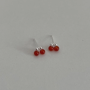 925 Sterling Silver Cherry Stud Earrings For Women Cute Minimalist Red Fruit Jewelry Korean Style Fruit Earring Accessory