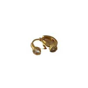 Elegant gold S925 sterling silver hoop earrings with round crystal stone for women