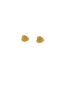 French vintage 925 silver heart stud earrings with golden matelasse quilted texture