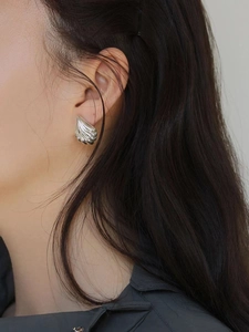 Elegant 925 sterling silver shell earrings shown on a model for a vintage aesthetic