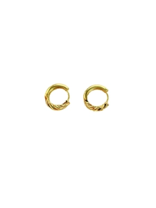 Elegance 925 sterling silver golden twisted hoop earrings with fine woven texture