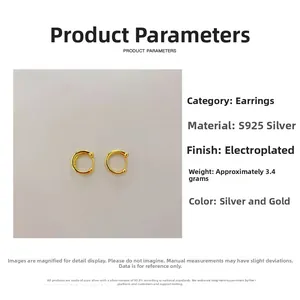 Tableau technique détaillé des créoles doubles en argent sterling S925 véritable