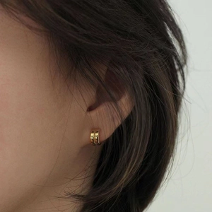 Minimalist double layer gold hoop earrings for women crafted from 925 sterling silver