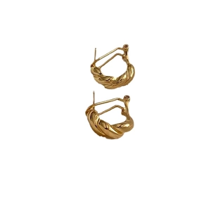 Minimalist 925 sterling silver golden croissant hoop earrings with a polished finish