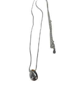 925 sterling silver necklace featuring a polished water drop pendant and sleek snake chain