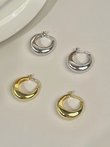 925 Sterling Silver Hoop Earrings For Women Minimalist French Style Oval Chunky Geometric Mirror Finish Jewelry Gift