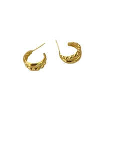 Elegant 925 sterling silver gold C-shaped double-layer braided stud earrings