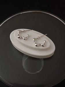 925 Sterling Silver Irregular Wave Stud Earrings Minimalist Liquid Metal Style Gold Silver Curved Earrings For Women Jewelry