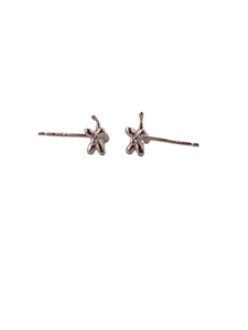Minimalist silver five-petal flower stud earrings with a polished S925 sterling finish