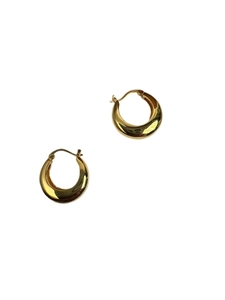 Polished 925 sterling silver gold plated chunky hoop croissant earrings for women