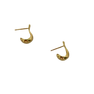 S925 sterling silver gold teardrop earrings with minimalist polished finish for women