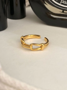 Anello Aperto a Catena Cava in Argento Sterling 925 Minimalista Anello a Fascia Geometrico Regolabile a Forma di U Gioielli Moda Donna