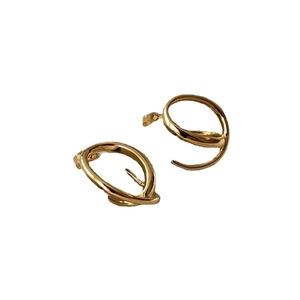 Boucles d'oreilles spirales torsadées en argent 925 doré avec finition polie brillante