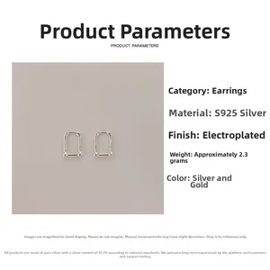 Vue détaillée des boucles d'oreilles fer à cheval en argent S925 en or et argent