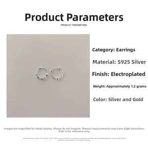 Detailed view of S925 sterling silver hoop earrings with unique chain texture design