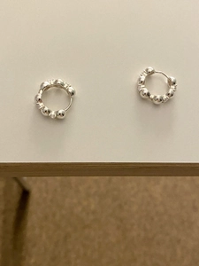 925 Sterling Silver Beaded Hoop Earrings With Rhinestone Minimalist Geometric Ear Buckle For Women Gold Silver Jewelry
