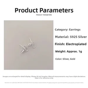 Detailed specifications for minimalist 925 sterling silver oval hoop stud earrings