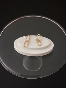 925 Sterling Silver Interlocking Oval Stud Earrings Minimalist Gold Silver Plated Geometric Rhinestone Earrings For Women Jewelry