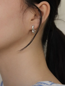 Elegant 925 sterling silver hoop earrings with bead and zircon inlay for women