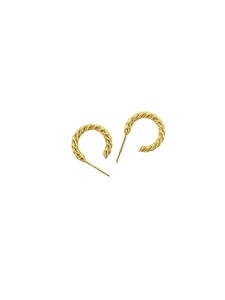 S925 Silber vergoldete französische Vintage Twist Creolen mit strukturierter Spiralform