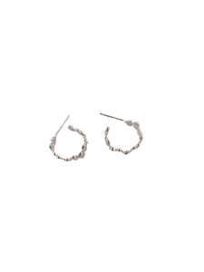 Minimalist 925 sterling silver stud earrings with unique irregular lava texture finish