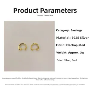 Specifiche degli orecchini in argento S925 con opzioni di placcatura in oro e argento