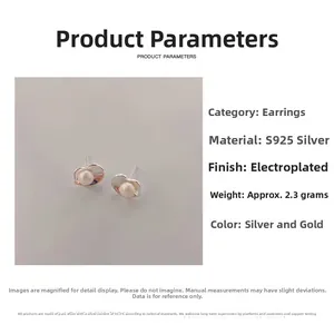 Macro detail of S925 silver heart pearl earrings with plating and weight parameters