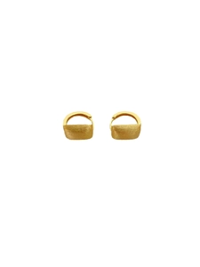 Minimalist 925 sterling silver rectangular earrings with brushed gold finish and leverback