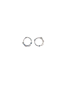 Minimalist silver chain-link hoop earrings with unique industrial retro design