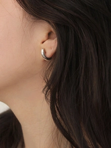 Minimalistische 925 Sterling Silber Creolen mit poliertem Halbmond-Design für Damen