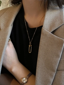 Minimalist gold U-shaped link necklace for women in 925 sterling silver fashion style