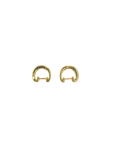 Orecchini minimalisti in argento 925 placcato oro a forma di C, finitura lucida