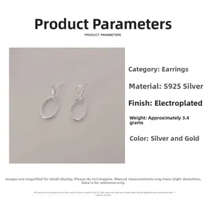 Detailed specs of S925 sterling silver knotted hoop earrings in gold and silver finishes
